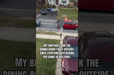 My Brother Took The Dining Room Table Outside, Since They Kept Eating His Food.. #shorts #funnyvideo