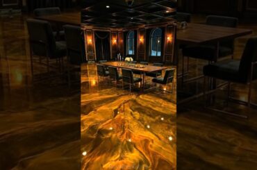 Luxury Dining Hall Transformation with Metallic Epoxy Floor ✨#epoxyfloor #youtubshorts