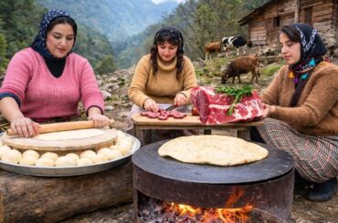 IRAN Village Cooking: Rustic Beef Doner & Fat-Wrapped Steak 🔥 Baked in a Village Oven