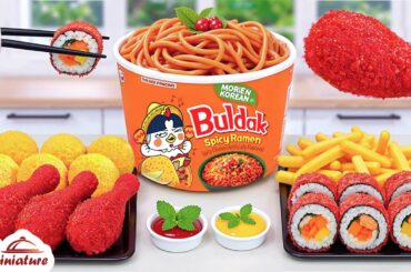 Best Of Combo Food 🍜 How To Make Mini Fried Chicken With Spicy Korean Noodles, Fries & Kimbap