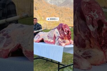 Slow Cooked 220lb Shawarma on a Giant Spit 🔥 #cooking #food #bbq