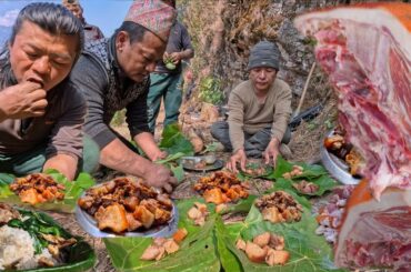 Jungle Cooking Pork in Rural Nepal | Building House Foundation in Forest