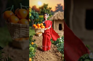 Miniature Village Cooking | Fresh Orange Juice in Mud Kitchen #shorts #shortsfeed #asmr