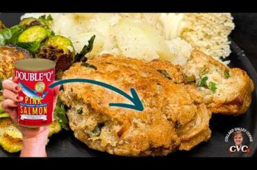 Southern Fried Salmon Patties with Cast Iron Cornbread - Traditional Home Cooking!