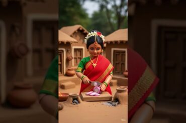Miniature Village Fish Curry Cooking 🍲 | Doll Cooking in Mud Kitchen #cooking #shorts