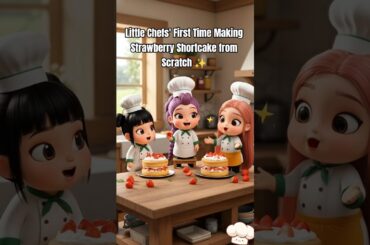 3 Tiny Chefs Bake a Fresh Strawberry Shortcake! 🍓🍰#rumimirazoey #LittleHuntrix #huntrix
