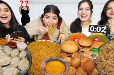 Guess the Actor/Actress without Face Food Eating Challenge/ Golgappa, Momos, Maggi, Burger, Chowmein