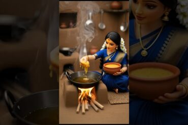 Miniature Doll Wife Making Crispy Onion Bajji & Masala Tea |#asmr #cooking #satisfying  #miniature
