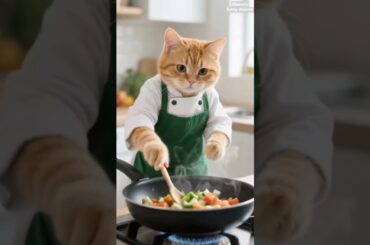 Chef Meow in Action! From the Kitchen to the Table 🍽️🐾 #short #funnycats #viralvideo