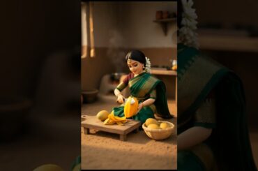 Miniature Doll Wife Making Fresh Mango Milkshake 🥭 |#asmr #cooking #miniature #satisfying