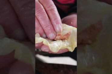 How grandma cook traditional Romanian cabbage meal on the fire #rurallife #cooking #food #village