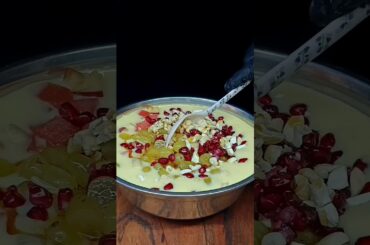 Mixed Fruits Custard 🤤 ASMR Cooking 🔪 #custard #fruits #mixedfruits #asmr #cooking #shorts