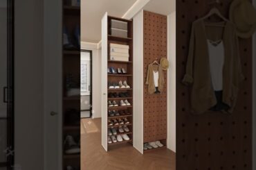 The entrance leads directly into the dining room and living room.  #entrywaycabinet #diningroom