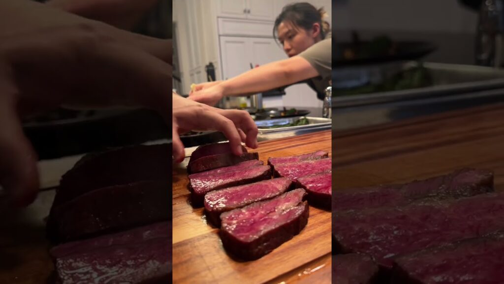Grilled A5 Wagyu Zabutan with Wild Rice, Black Shogun Maiitake, Grilled Ramps #wagyu  #steak #chef