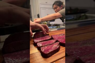 Grilled A5 Wagyu Zabutan with Wild Rice, Black Shogun Maiitake, Grilled Ramps #wagyu  #steak #chef