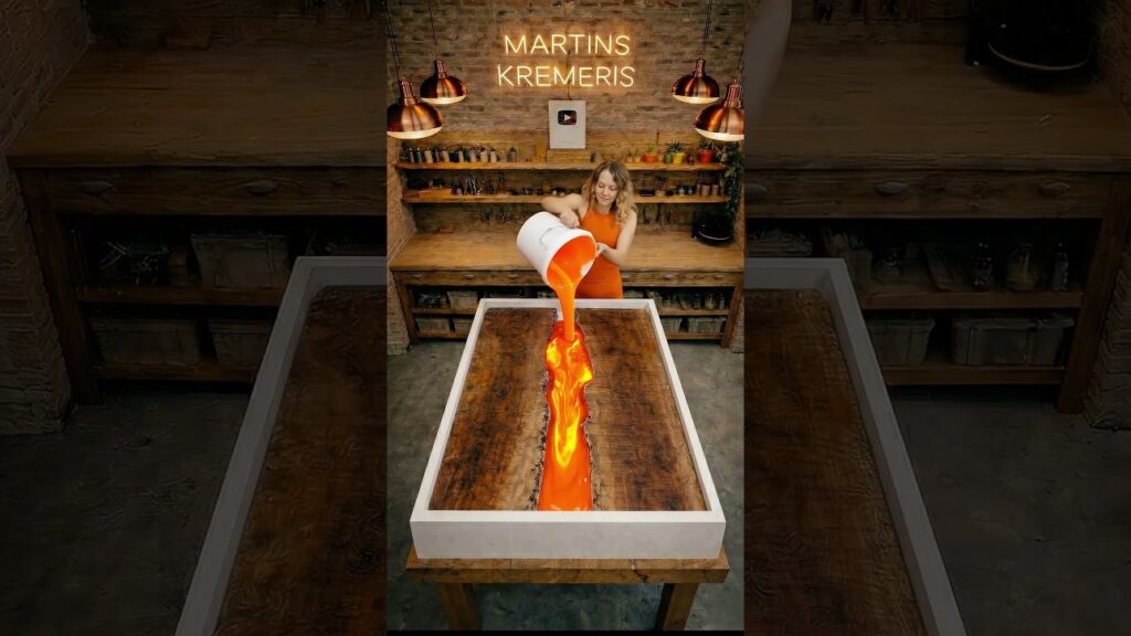 Epoxy and Resin Lava River Table Build | Insane Molten Fire Effect