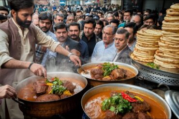 PAKISTANI BREAKFAST STREET FOOD | KALA KHAN 200 KG NALLI NIHARI RECIPE | MORNING NASHTA IN PAKISTAN