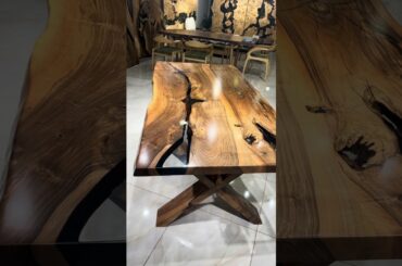 🪵 Stunning Walnut Epoxy Dining Table | Handmade Luxury Furniture #resinart #handmade #epoxytable