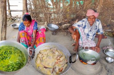 Traditional SHUKTO RECIPE and VEG DAL cooking for eating lunch by santali tribe grandma