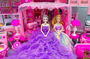 16 Minutes Satisfying with Unboxing Barbie Princess Pink Kitchen, Rock Bed Play Set Review Toys｜ASMR