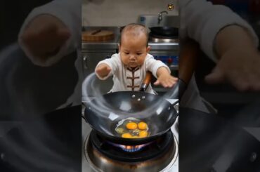 World’s Cutest Chef Making Eggs 🥚❤️ #shortvideo #circus #babychief #cute #cooking #viralshorts