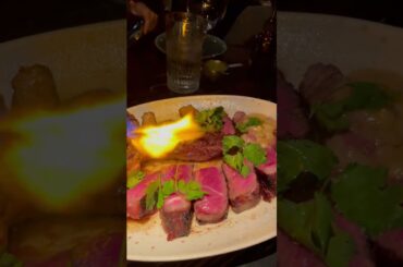 When Dinner Comes with Flames #finedining #luxuryfood #restaurant #steakdinner