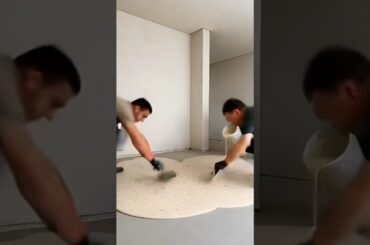 Satisfying Dining Room Floor Transformation | Cream Terrazzo Epoxy Timelapse #home #interiordesign