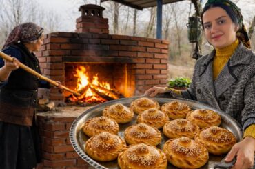 Cooking beef pie in oven in a village in İRAN