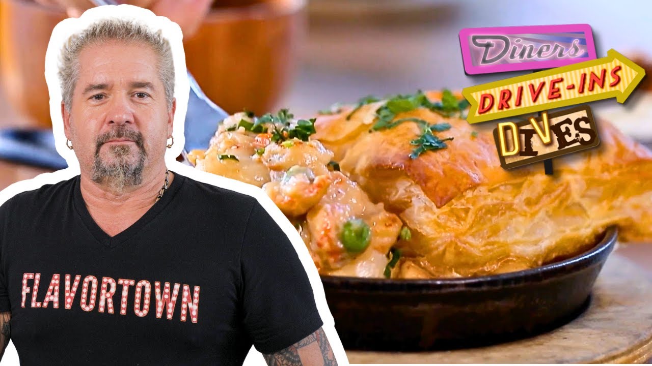 Guy Fieri Digs Into Crawfish Pot Pie in California | Diners, Drive-Ins and Dives | Food Network Guy Fieri Digs Into Crawfish Pot Pie in California | Diners, Drive-Ins and Dives | Food Network