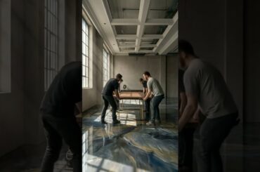 I turned Dining Area To A Metallic Epoxy Magic! 🍽️ #epoxyfloor   #interiordesign  #pov
