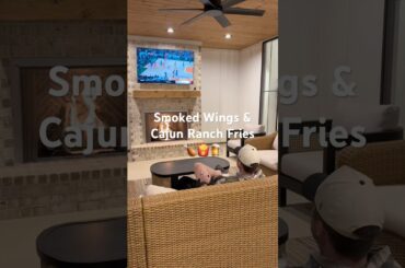 Smoked wings & cajun ranch fries on the back patio #cooking #outdoorcooking #traeger