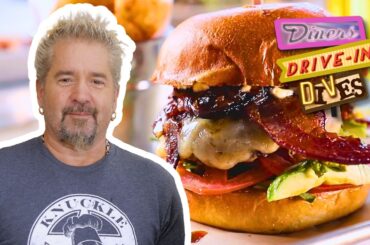 Guy Dives Into a LEGENDARY Cheeseburger in NYC 🍔 | Diners, Drive-Ins and Dives | Food Network