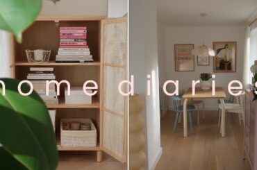 home diaries | decorating my dining room & living room | sideboard organisation | silent vlog
