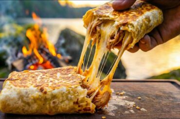 Crispy Campfire Chicken & Cheese Wrap: ASMR Cooking