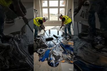 This epoxy dining floor is unbelievable 😱✨ #epoxy #flooring #asmr