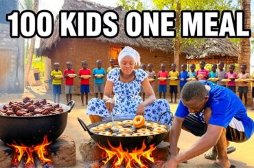 Cooking for 100 Kids in the Village LIVE! ❤️ Giant Donuts, Beef Stew & Lentils, African Village Life
