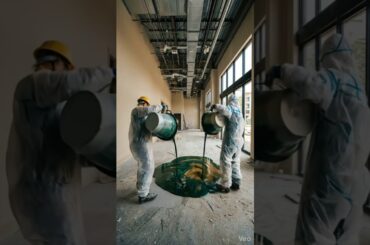 From Concrete to Luxury Dining Room ✨ Metallic Epoxy Floor Transformation #shorts  #epoxyfloor