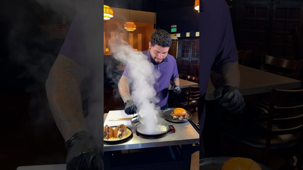 Table side Smash Truffle Burger ￼- Tutto Pepe Osteria Bulverde Rd Suite 114 #italianfood  #gourmet