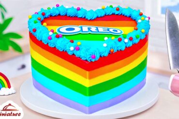 🎨 Perfect Mini Rainbow Oreo Heart Cake Decorating Ideas | ASMR Cooking Mini Food