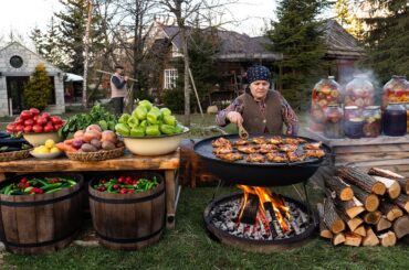 Slow Grilled Chicken on a Saj Pan – Cozy Countryside Cooking 🔥🍗