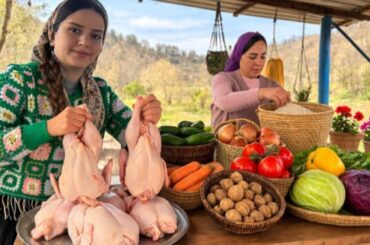 Cooking stuffed chicken and rice for victims of the IRAN war