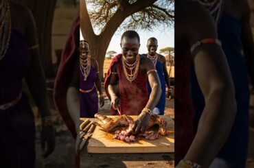 African Tribal Cooking Roasted Goat Meat | Traditional Village Food in the Savanna #shorts
