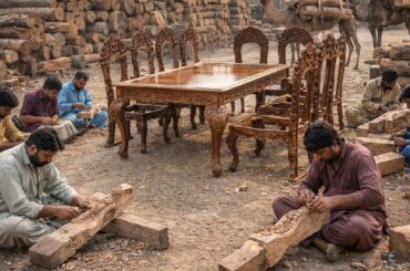 Master Carpenters Turn Raw Log Into Masterpiece | Complete Process of Dining Table