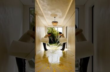 ✨ Transform Your Dining Space: Luxurious Gold-Accent Epoxy Flooring with Scenic Views ✨