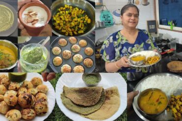 #3 induction cooktop cooking +Breakfast & Dinner🍱suji appe🌺lassi🌺moongdal cheela🌺dal fry🌺hari chatni