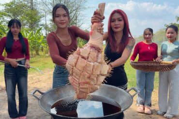 Amazing cooking deep fried pork and fried rice recipe