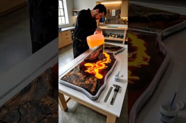 This Epoxy Lava Table Is Giving Volcano Vibes #diy #trending #satisfying