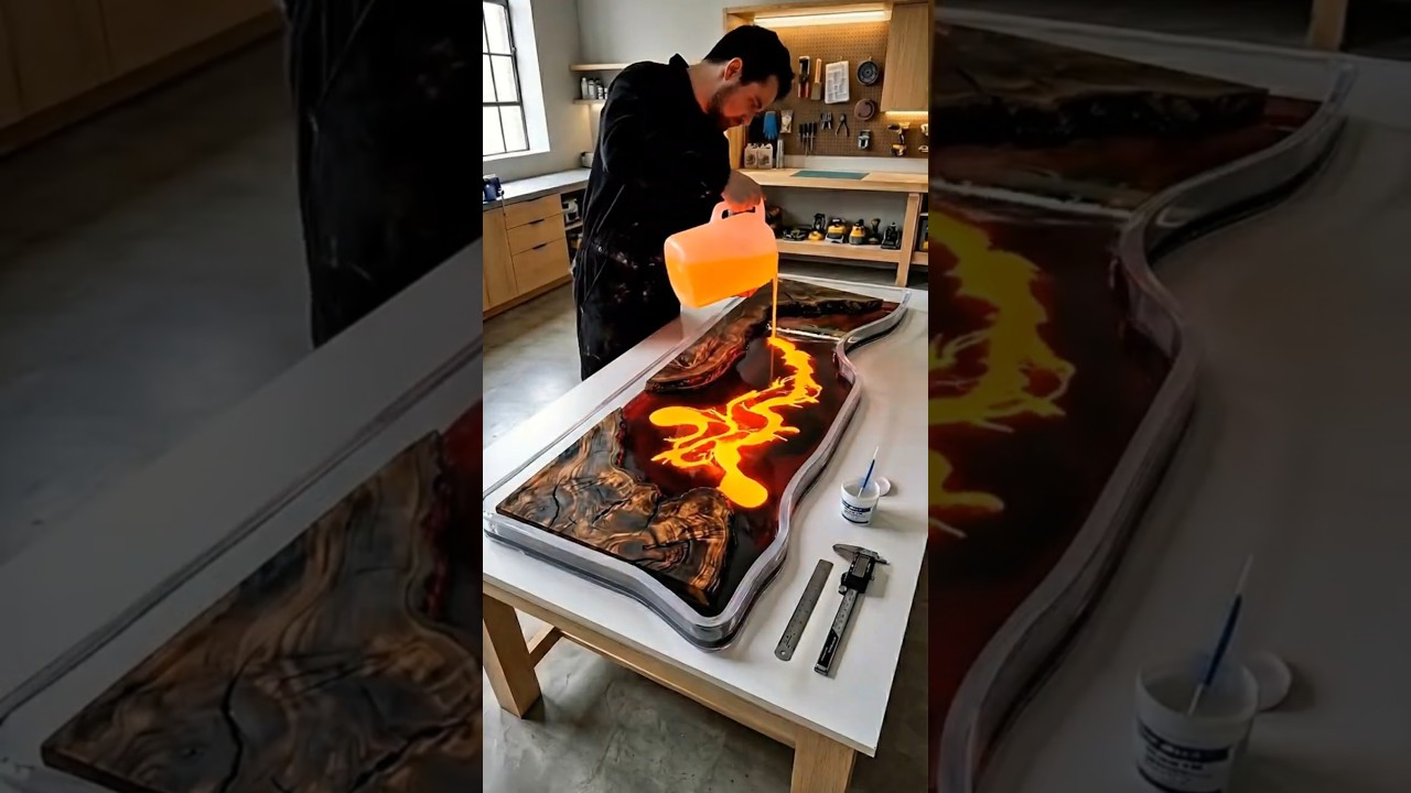 This Epoxy Lava Table Is Giving Volcano Vibes #diy #trending #satisfying This Epoxy Lava Table Is Giving Volcano Vibes #diy #trending #satisfying