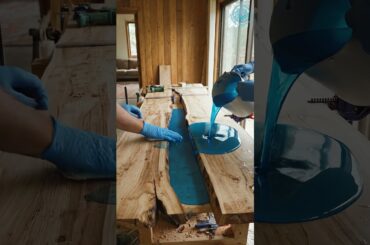 Insane Epoxy Dining Table Build 😍🔥 | Satisfying Resin Wood Transformation #shorts