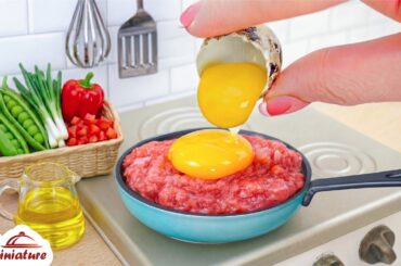 🍳 So Easy Mini Beef Omelette With Veggies Recipe | ASMR Cooking Mini Food